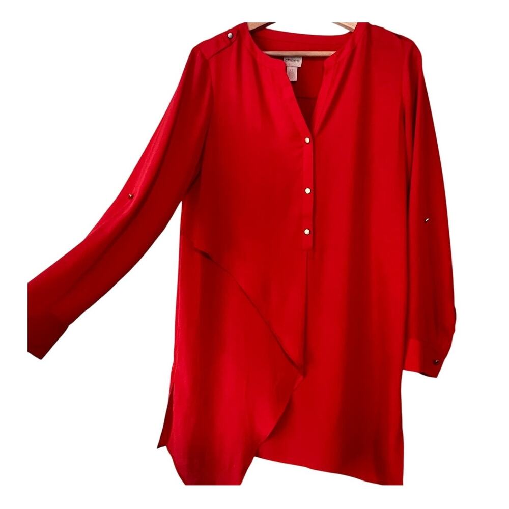 NWT Chico’s Orange Long Sleeve Asymmetrical Tunic Blouse